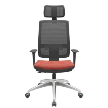 Imagem de Cadeira Office Brizza Tela Preta Com Encosto Assento Concept Rose Rela