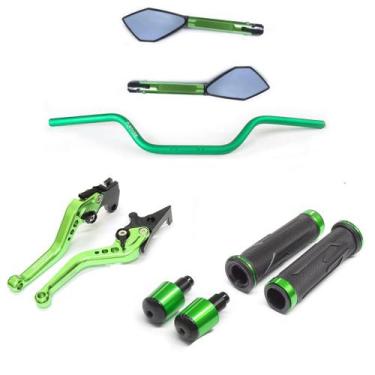 Imagem de Kit Guidão 22mm Manopla XL TM2 Manete Yes 125 - Stark Race, Verde