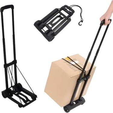 Imagem de Carrinho de Carga Dobrável, Carrinho Plataforma de Mão Dobrável, 2 Rodas, Capacidade 40kg, Telescópico até 94cm, 3 estágios de altura