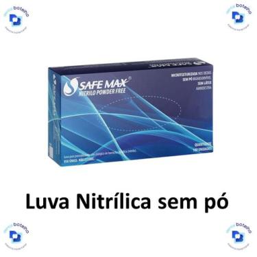 Imagem de Luva de Procedimento Nitrílica Azul Sem Pó C/100 Unds - Safemax, Tam M