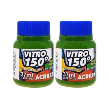 Imagem de Kit Com 2 Tintas Acrilex para Vidro 37ml - Vitro 150 Escolha Sua Cor à Base de Água, Cerâmica e Porcelana Durabilidade e Acabamento Impecável em Projetos de Pintura em Vidro, Porcelana, Cerâmica e Faiança. (Verde Folha 510)