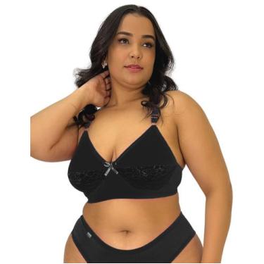 Imagem de Sutiã Plus Size Sem Bojo Reforçado Microfibra comDetalhe em Renda - TJ