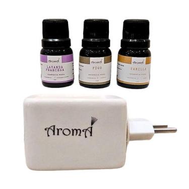 Imagem de Kit 3 Essências Aromáticas Puras + Difusor Elétrico Aromá