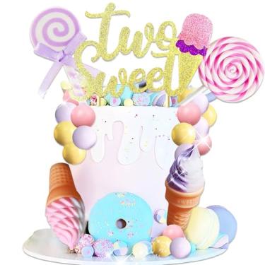 Imagem de Two Sweet Party Cake Topper Donut 2nd Birthday Party Decorations Donut Ice Cream Party Cake Topper Decor for Sweet Dessert Birthday Party Supplies