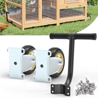 Imagem de Wintcomfort Kit de roda móvel para galinheiro, rodas de trator de frango e alça de elevação, rodas de gaiola de galinha para mobilização portátil de aves, acessórios de galinheiro de fácil