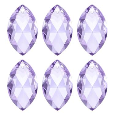 Imagem de PATIKIL Pingentes de cristal K9, contas ovais, pacote com 6, lustre de 38 mm, peças de prismas, contas penduradas, lâmpada DIY para decoração de artesanato, roxo claro