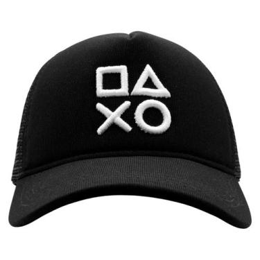 Imagem de Boné Preto Aba Curva Bordado Logo Playstation - Sete Sete Esportes