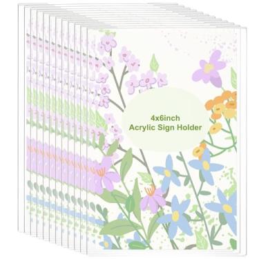 Imagem de PATIKIL Suporte de placa de acrílico, pacote com 12 suportes de papel para placa de parede 10 x 15 cm moldura transparente com fita adesiva dupla face para escritório, restaurante, memorando, guia de