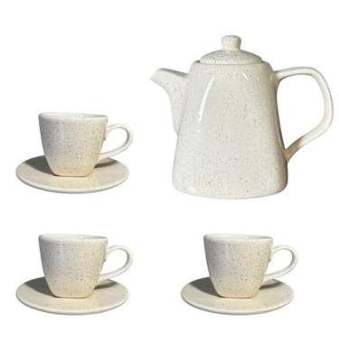 Imagem de Kit Chá Café Com Chaleira e 3 Xícaras Com Pires - Dan Cerâmica