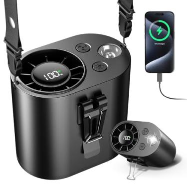 Imagem de coldSky Ventilador de cintura portátil, ventilador pessoal atualizado de 10 velocidades, 3 luzes, visor de LED, ventiladores de cinto 4 em 1 para atividades ao ar livre, local de trabalho, acampamento