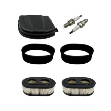 Imagem de eosorssa Filtro de ar 593260 798452 pacote com 2 peças de substituição com tampa de filtro de ar para cortador de grama 594106 e peças de reposição de vela de ignição, para Briggs and Stratton 550ex