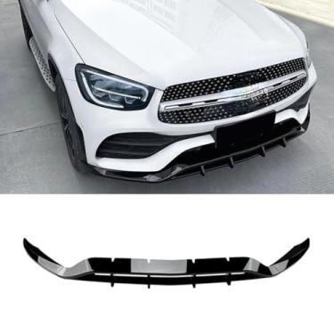 Imagem de Parte de modificação do difusor de lábios do spoiler do para-choque dianteiro do carro compatível com GLC-Class X253 GLC200 260 300 2020-2022 (preto brilhante)
