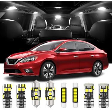 Imagem de 11 lâmpadas LED internas de substituição para Nissan Sentra 2007-2019 lâmpada interna de LED branca com ferramenta de instalação