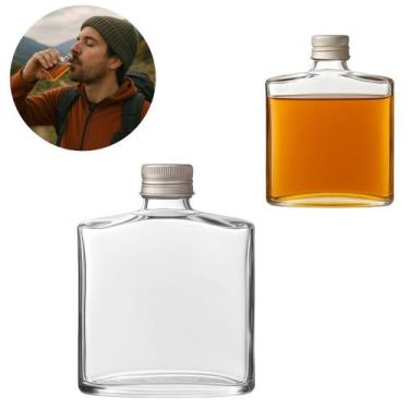 Imagem de Cantil De Vidro Com Tampa 200ml Garrafa Para Bebidas - Freecom
