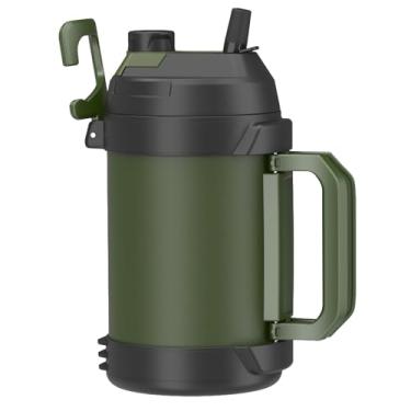 Imagem de Zukro Jarro de água esportivo de um galão com tampa de palha, jarro térmico grande de aço inoxidável isolado de 3,5 l com alça, garrafa de água de boca larga para bebidas quentes e frias, acampamento,