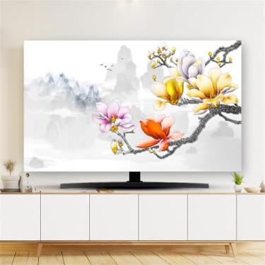Imagem de Capa contra poeira de TV interna com padrão floral 3D para telas de 32 a 80 polegadas, tecido elástico, capa universal para televisão, monitor de computador, protetor decorativo-flor||65 polegadas