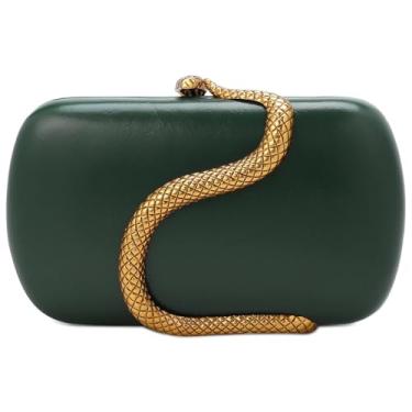 Imagem de YYW Bolsas de couro PU para mulheres, bolsa clutch noturna com corrente, bolsa de mão feminina para festa de casamento, formatura, Verde escuro, One Size