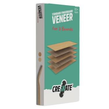 Imagem de CRESKATE Standard Fingerboard Veneer Pack for 3 Decks – 15 Maple & Beech Wood Veneer Sheets with Foam Tape, Premium German DIY Fingerboard Veneer