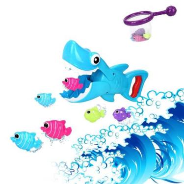 Imagem de Brinquedo Para Banho Tubarão Com Peixinhos Pesca Divertida - BarrettoM