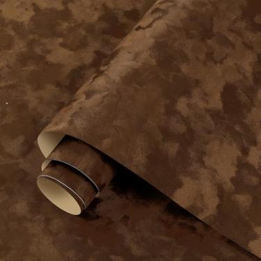 Imagem de ReWallpaper Papel de parede marrom de 44,5 cm x 7 m para armário de cozinha, papel de parede de veludo