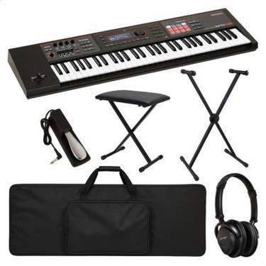 Imagem de Kit Teclado Sintetizador Roland 61 Teclas Xps30 Bk Preto