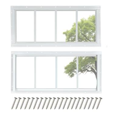 Imagem de COLORPAPA Pacote com 2 janelas de galpão, design fixo de janela de popa de 25 x 58 cm com vidro temperado para galpão, galinheiro, casa de brinquedo, casa, garagem, celeiros (branco)