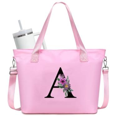 Imagem de JANSBEN Bolsa feminina personalizada - Bolsa de trabalho grande com compartimento para laptop e porta-copos Stanley Bolsa de enfermeira, rosa, One Size