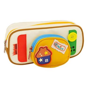 Imagem de Bothyi Estojo para canetas, artigos de papelaria, estojo macio para artigos de higiene pessoal, material escolar, bolsa para canetas, bolsa de maquiagem para, Amarelo