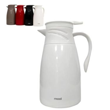 Imagem de Garrafa Térmica Bule Plástico 1L com Ampola de Vidro – Isolamento para Bebidas Quentes e Frias, Design Elegante e Leve, Durável, Ideal para Casa, Escritório e Eventos (Branco)