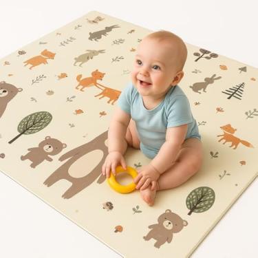 Imagem de Tapete Térmico Tatame Infantil Emborrachado Dupla Face Dobrável Macio 1,2x1,8M Pista Urso Castor Sensorial Meu Primeiro Tapetinho (Urso)