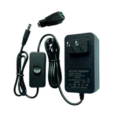 Imagem de Fonte de alimentação de 12V 3A para fitas de LED - Adaptador universal AC/DC com interruptor liga/desliga e cabo de alimentação de 2 metros, compatível com luzes neon RGB 5050 WS2811 2812B 2835