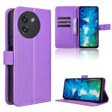 Imagem de Elubugod Capa de couro compatível com Doogee Note 59, capa flip de couro PU compatível com Doogee Note 59 Pro capa roxa