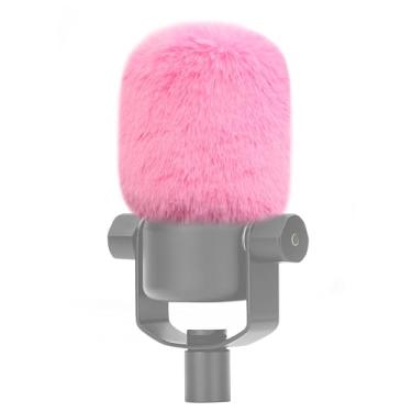 Imagem de LEFXMOPHY Pára-brisas PodMic para substituição de microfone Rode PodMic, filtro pop, protetor de vento peludo rosa pálido capa Deadcat