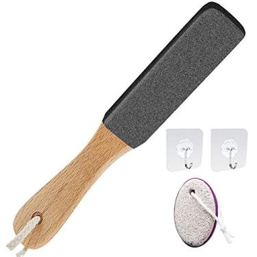 Imagem de KPOKPO 【Versão atualizada】 Fivela de pé, removedor de calcanhar para os pés, filtro profissional de madeira para os pés rachados, pele morta, milho, pedra de pomada para os pés Raspador de arquivos para pés para pés molhados e secos