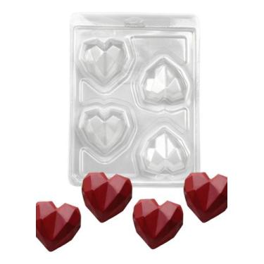 Imagem de Forma 3 Partes P/ Chocolate Coração Pequeno Diamantado Molde - Genéric