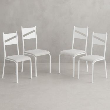 Imagem de Conjunto 4 Cadeiras para Cozinha e Sala de Jantar Branco/Cinza