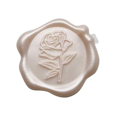 Imagem de Pilloze Adesivos de lacre de cera - Adesivos de selo botânico de envelope de convite de casamento rosa champanhe 3D, 50 peças, adesivos autoadesivos, perfeitos para convite de casamento, Natal