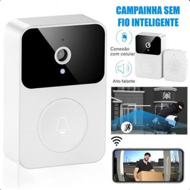 Imagem de Campainha Wi-Fi Branca para Casa com Áudio Externo e Câmera - ASAF