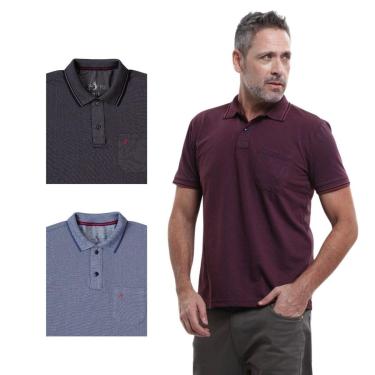 Imagem de Kit 3 Camisa Polo Masculina Pique Premium com Bolso Casual-Masculino
