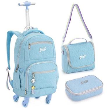 Imagem de Kit Mochila Rodinha 360 Escolar Grande Juvenil com Bolsa térmica e Est