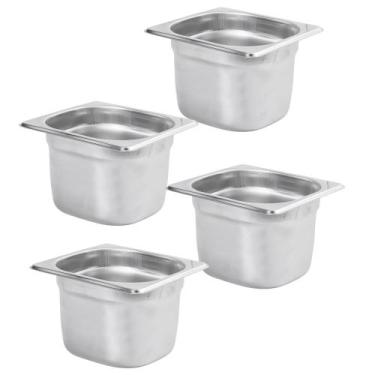 Imagem de Kit Quatro Cubas Gastronomica Padrão Gn 1/6 150mm Inox sem Alça Weck