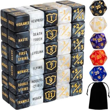 Imagem de 65 Pieces MTG Dice Counters Life Keyword Counter Dice Set Plus One/+1 Buff Abilities Shield Tokens for MTG, TCG, Cards Gaming Accessories