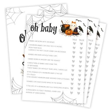 Imagem de OXRUN Hilarious Baby Shower Games, Halloween Oh Baby True or False, 30 Double-Sided Fill in Game Cards for Little Ghost Gender Reveal Spooky Party Favor Supplies - D06
