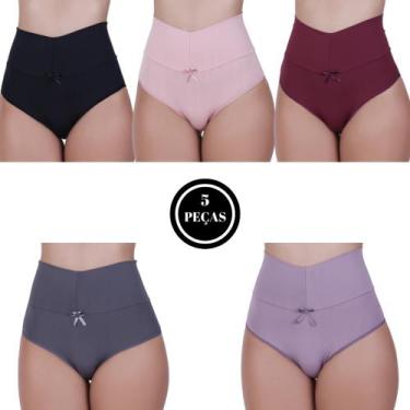 Imagem de Kit 5 Calcinha Cós Alto Pós Parto -c10 KIT 5 THAMIRES COMUM - BELLA DA