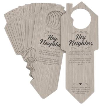 Imagem de Cabides de porta de imóveis Hey Neighbor com compartimento para cartão de visita, pacote com 50 cabides de porta de corretores de imóveis abertos para corretores de imóveis, suprimentos de marketing 9