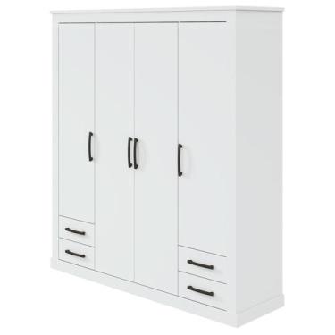 Imagem de Guarda-Roupas Solteiro Rustic Clean 4 portas 4 gavetas - Móveis Lopas,