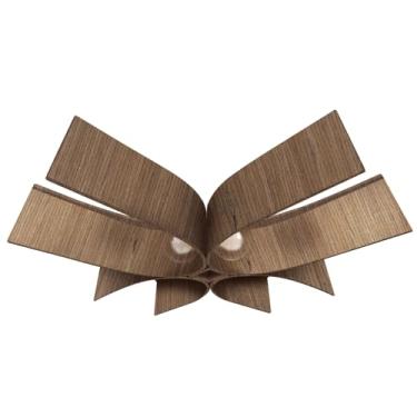 Imagem de Luminária de Teto Plafon em Madeira Artesanal para 4 Lâmpadas com Cúpulas de Vidro - Linha Wood Pétala (Imbuia)