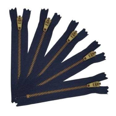 Imagem de Zíper de Metal Dourado 12cm Para Calça Jeans e Afins - Kit Com 10 Unidades (BRANCO)