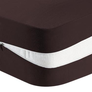 Imagem de PrinceDeco Capa de colchão tamanho solteiro para futon japonês tradicional, extra macia e grossa, capa de colchão futon com zíper, lavável na máquina, marrom, solteiro