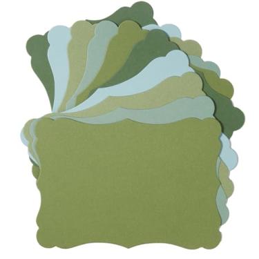 Imagem de Pacote com 50 cartões kraft em branco, papel grosso, cartões comemorativos marrons para menus de vale-presente DIY, chá de bebê e convites de casamento (verde, 5 cores, 12 x 17 cm)